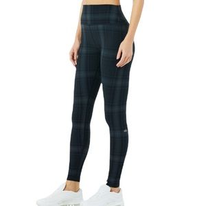 Alo Yoga High Waist Vapor Legacy Plaid Leggings Black Anthracite